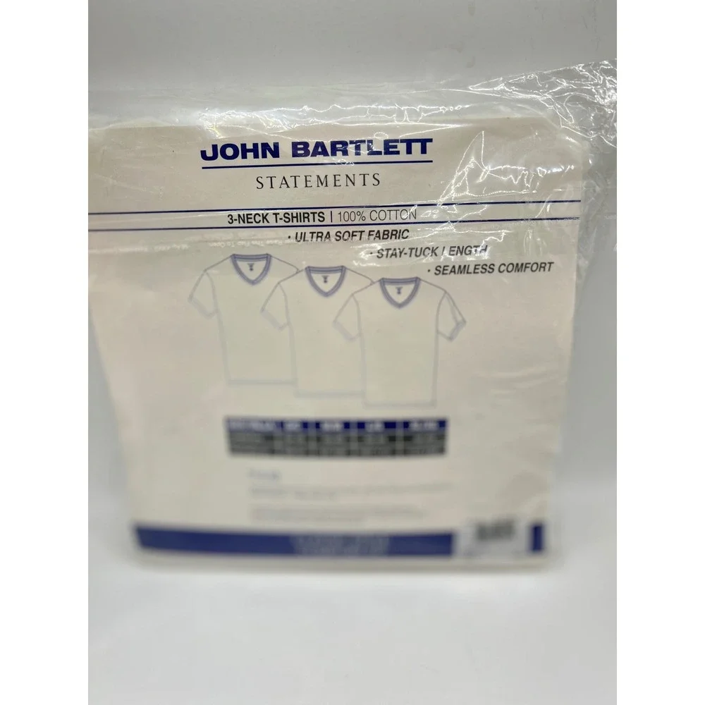 John Bartlett Statements Mens 3PK White V-Neck T-Shirts 100%‎ Cotton M JB7FM101A